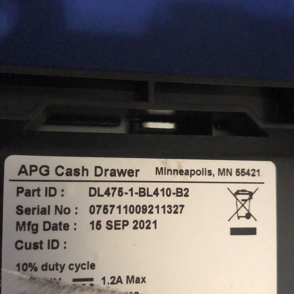 APG-Black Cash Register Drawer with Key and Cable - Picture 6 of 6